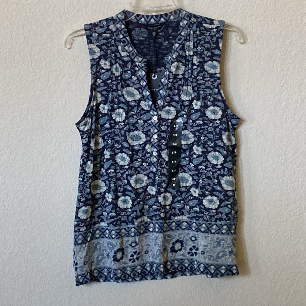 Lucky Brand Blue and White V-neck Blouse Size SP - Picture 4 of 8